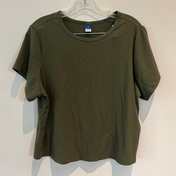 Old Navy Tops - Old Navy Green Fitted Short-Sleeve Cropped Rib-knit T-shirt. Women’s size 2X